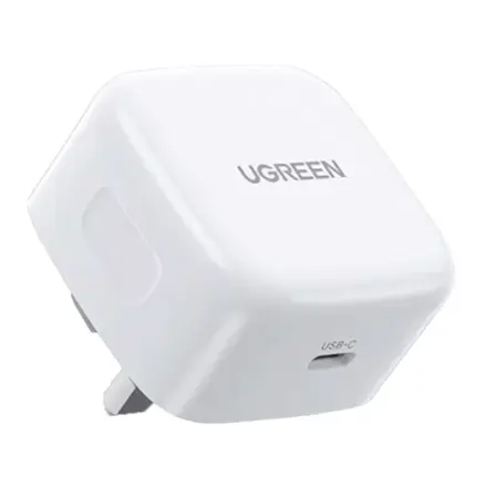 يوجرين شاحن حائط سريع GaN بقدرة 30 واط USB-C – أبيض
