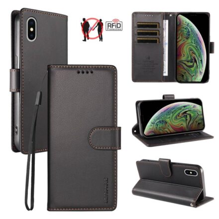 ⁧جراب هاتف من الجلد النباتي اللؤلؤي بتقنية RFID من BETOPNICE مع حزام⁩, For iPhone XS Max, For iPhone 8 Plus / 7 Plus