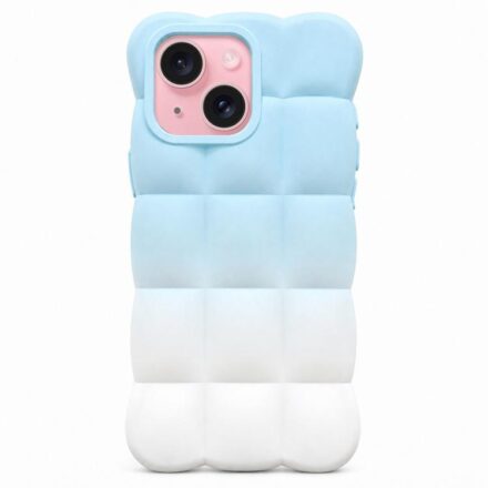 ⁧جراب هاتف مربع من مادة TPU بتصميم سحابة متدرجة الألوان⁩, For iPhone 15 Plus, For iPhone 15