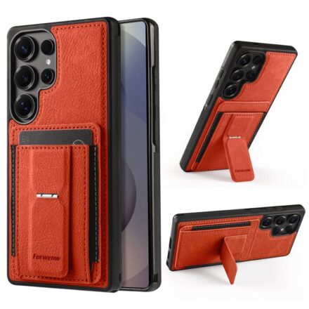 Forwenw F9 Holder Card Wallet PU Phone Case, For Galaxy S23 Ultra 5G