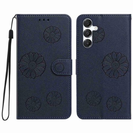Litchi Texture Daisy Embossed Vegan Leather Phone Case With Lanyard, For Galaxy S24 5G, For Galaxy S23 FE 5G, For Galaxy S23 Ultra 5G, For Galaxy S23+ 5G