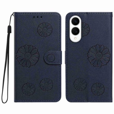 Litchi Texture Daisy Embossed Vegan Leather Phone Case With Lanyard, For Galaxy S25 FE 5G, For Galaxy S25 Edge 5G, For Galaxy S25 5G, For Galaxy S25+ 5G