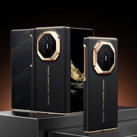 SULADA Electroplated Frame Dual-Axis Magnetic Genuine Leather Phone Case, For Huawei Mate XT 2 Ultimate