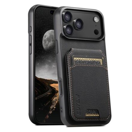 حافظة هاتف Suteni H02 Litchi الجلدية لحفظ البطاقات مع حامل خلفي, For iPhone 18, For iPhone 18 Pro, For iPhone 18 Pro Max, For iPhone 17 Pro Max, For iPhone 17 Pro, For iPhone 17, For iPhone Air