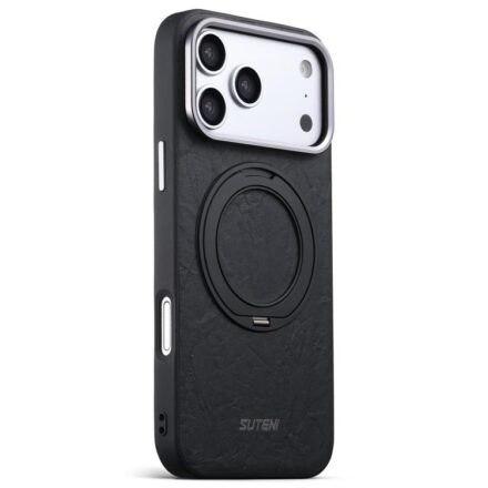 Suteni G9 Rock Texture Magnetic Holder Phone Case, For iPhone 18 Pro, For iPhone 18 Pro Max, For iPhone 17 Pro Max, For iPhone 17 Pro, For iPhone 17, For iPhone 16 Pro Max, For iPhone 16 Pro, For iPhone 16, For iPhone 15 Pro Max, For iPhone 15 Pro...