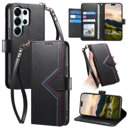 Multi-color Sewing Skin-feel Multi-card Vegan Leather Phone Case, For Galaxy S27 Ultra 5G, For Galaxy S27+ 5G, For Galaxy S26 FE 5G, For Galaxy S26+ 5G, For Galaxy S26 Ultra 5G, For Galaxy S26 5G, For Galaxy A57 5G, For Galaxy A27 5G, For Galaxy S25 FE...
